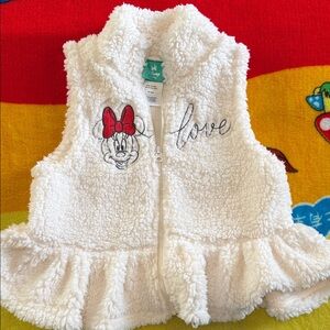 Disney Cream Sherpa Vest with Minnie Mouse Design